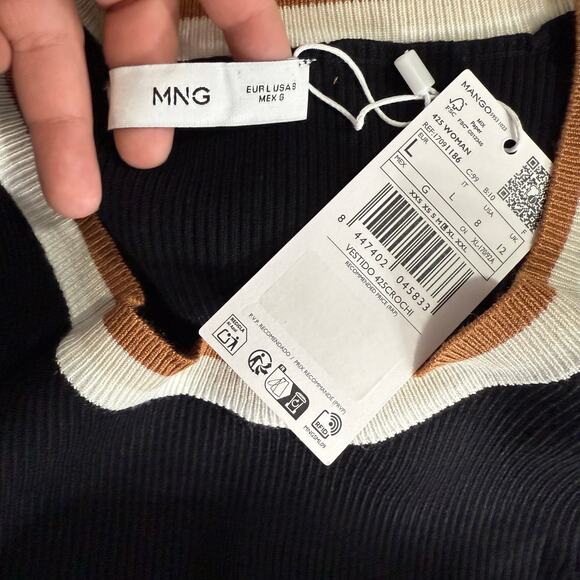 Mango Knitted dress with contrasting details, Black, 8 - Picture 3 of 4